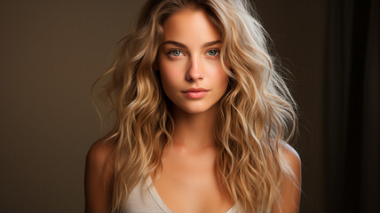 Naklejka premium a woman with long blonde hair and blue eyes