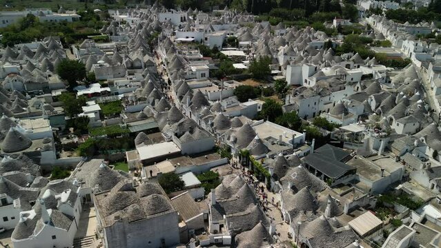 Aerial view of Alberobello. The country of trulli in Bari in Puglia