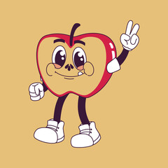 Apple Fruit Retro Cartoon