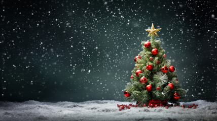 Obraz premium Christmas Elegance.Nordic Christmas.Christmas Serenity.Modern Christmas.Christmas elements with generous copyspace.Festive cheer with a lot of blank space.Whitespace.