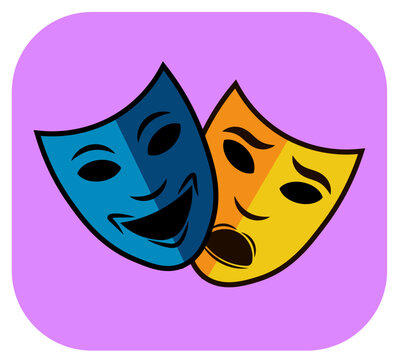 Vector two theatrical comedy and drama mask vector illustration