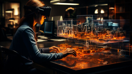  a man in a suit and glasses using a computer