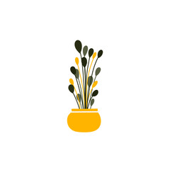 Plant in yellow pot, illustration 