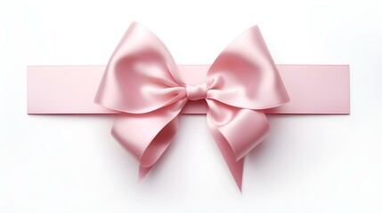 Light Pink Gift Ribbon with a Bow on a white Background. Festive Template for Holidays and Celebrations
