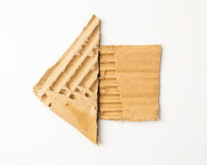 Cardboard Arrow, Arrows Made of Carton Piece, Ripped Kraft Paper, Brown Wrapping Vintage Paper Arrow