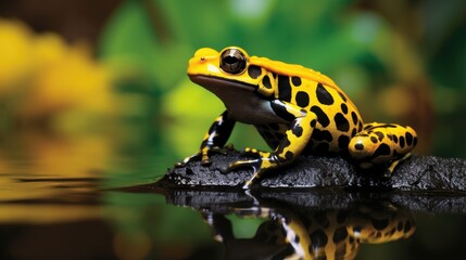 Fototapeta premium A breathtaking shot of a Pond Frog his natural habitat, showcasing his majestic beauty and strength.