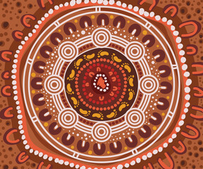 Big dot circle background illustration in Aboriginal style