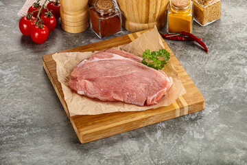 Raw pork schnitzel for cooking