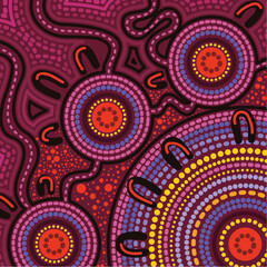 Vector painting showcasing Aboriginal dot artwork