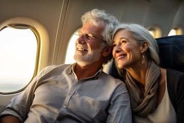 a beautiful stylish mature caucasian traditional couple enjoying a trip to a vacation in europe,...