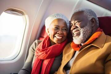 a beautiful stylish mature african traditional couple enjoying a trip to a vacation in europe,...