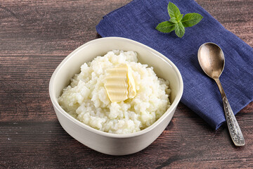 Homemade rice porridge with butter