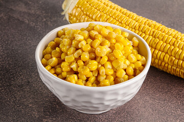 Marinated corn in the bowl