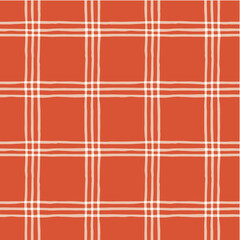 Festive Hand-Drawn Checked Vector Seamless Pattern. Classic Style with Watercolor Effect. Christmas Tartan Plaid.