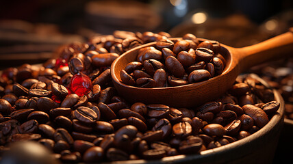 coffee beans on the table, closeup