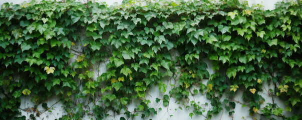Fototapeta na wymiar Ivy-Covered White Wall