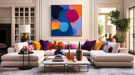 Neutral color palettes with pops of vibrant accents