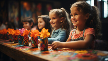 cute little kids painting