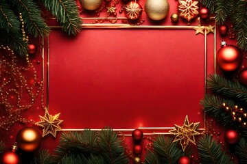 Christmas background with branches and decorations
