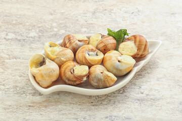 Delicous baked snail with butter - Escargot