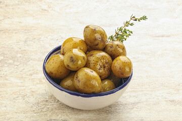 Boiled baby potato in the bowl