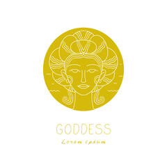 goddess outline watercolor background logo 