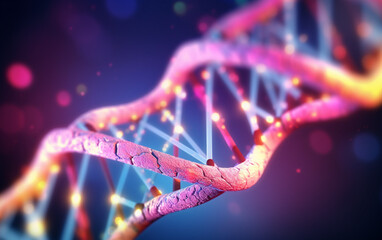 3d dna strands on an abstract background