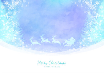 クリスマスツリーとサンタクロース 冬のキラキラ水彩背景フレーム