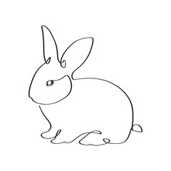 Continuous continuous line art of rabbit linear elegance minimalist outline graphic cute pet animal clip art drawing. 