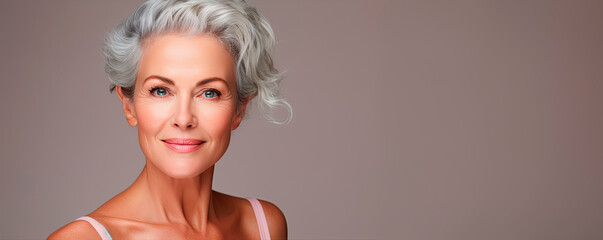 a mature woman in delicate light make up	

