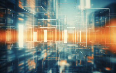 Fototapeta premium A background of transparent glass panels with a blurry background with lighting