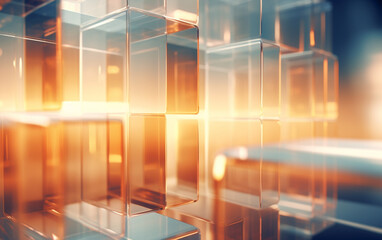 A background of transparent glass panels with a blurry background with lighting