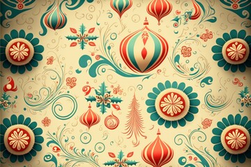 seamless pattern for Christmas, vintage cartoonist illustrations