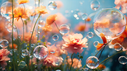 Float amidst the bubbles of abstract floral effervescence