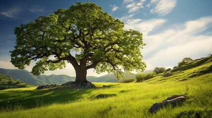 Fototapeta na wymiar Oak Tree On A Meadow