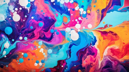 Psychedelic Oil Paint Splashes Abstract Background