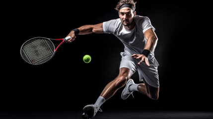 Tennis player practicing tennis. Generative AI