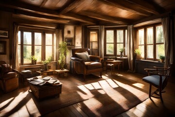 Sunlight filtering through the windows of a quaint traditional home, creating an inviting atmosphere 