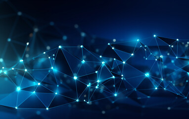 Abstract plexus blue geometrical shapes connection