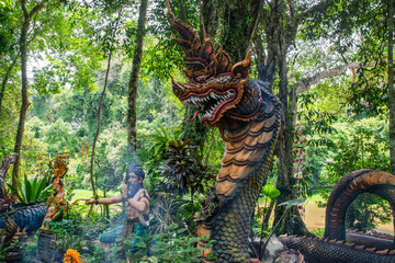Serpent king of Nagas in Thailand.Naga or serpent statue