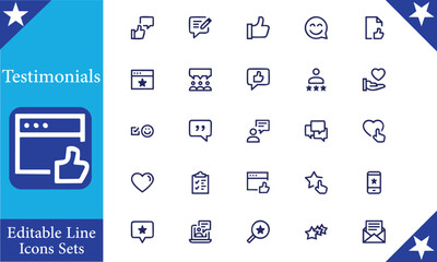 Simple Set of Testimonials Related Vector Line Icons. Contains such Icons as Customer Relationship Management, Feedback, Review, Emotion symbols and more.  - obrazy, fototapety, plakaty