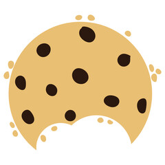Cracked chocolate chip cookies cartoon. Vector illustration.