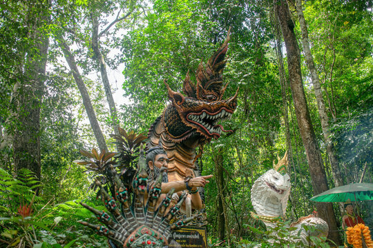 Serpent king of Nagas in Thailand.Naga or serpent statue
