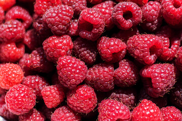 delicious juicy red raspberry background texture
