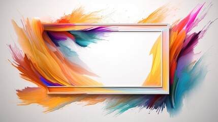 Illustration of frame with colorful abstract stroke on a white background