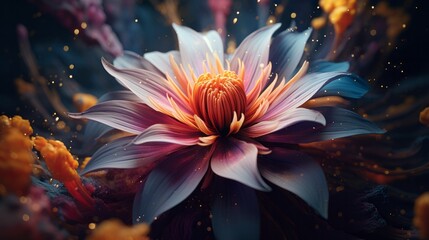 Illustration of a vibrant flower against a contrasting dark background