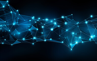 Fototapeta premium Abstract plexus blue geometrical shapes connection