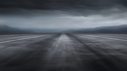Illustration of an empty road under a gloomy sky