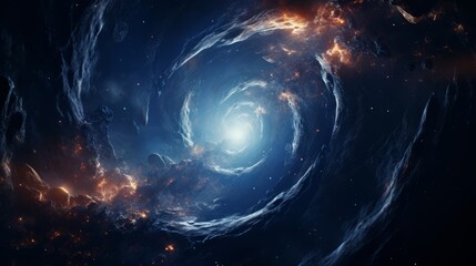 Fototapeta premium Illustration of a mesmerizing blue spiral in the depths of space