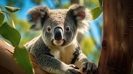 Naklejka premium A breathtaking shot of a Koala his natural habitat, showcasing his majestic beauty and strength.